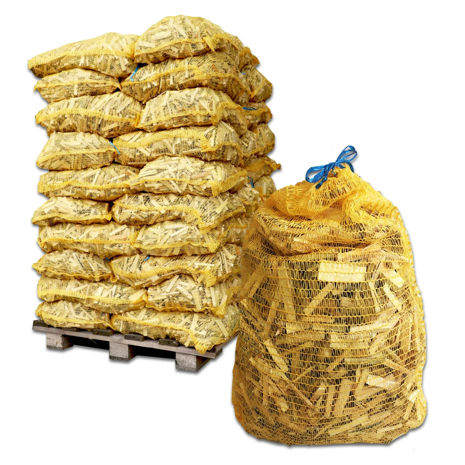 Anzündholz 50 x 5 kg Netze Boismat, trockenes Weichholz 8 cm auf Palette