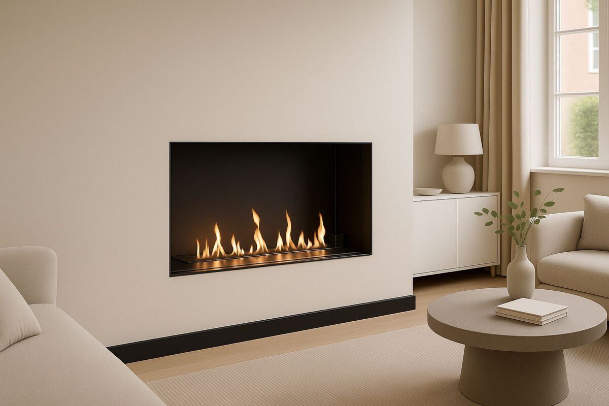 Bioethanol-Linienbrenner XL 80 cm aus Edelstahl mit Keramikeinsatz und Glasscheibe