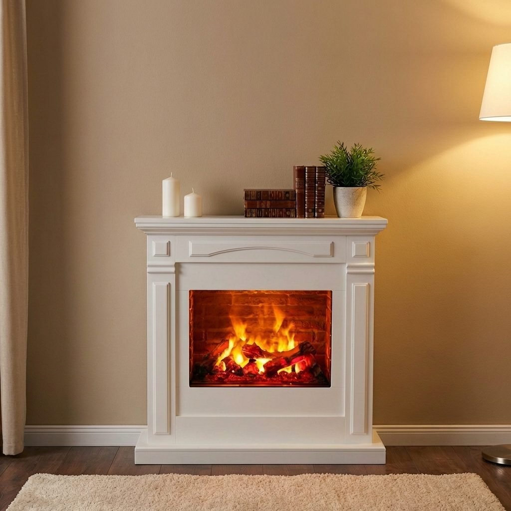 Elektrokamin mit Heizfunktion Calgary Global de Luxe 64 weiß, 3D Optimyst Flammeneffekt