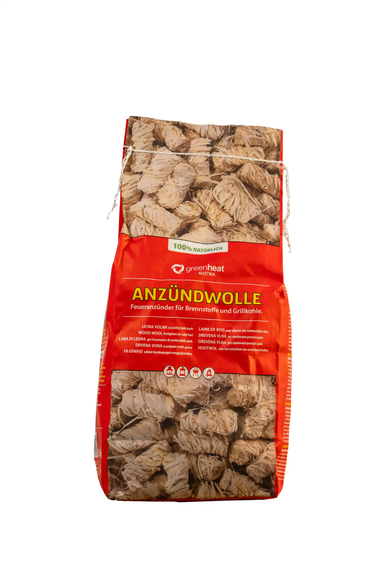 Kaminanzünder aus Holzwolle mit Naturwachs, Karton 1,5 kg ca. 200 Stück