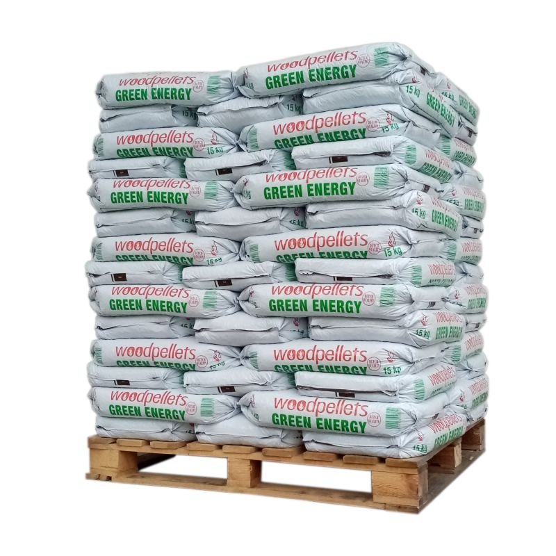 Holzpellets Sackware ENplus A1 65 x 15 kg Palette Green Energy, DIN Plus, 6 mm
