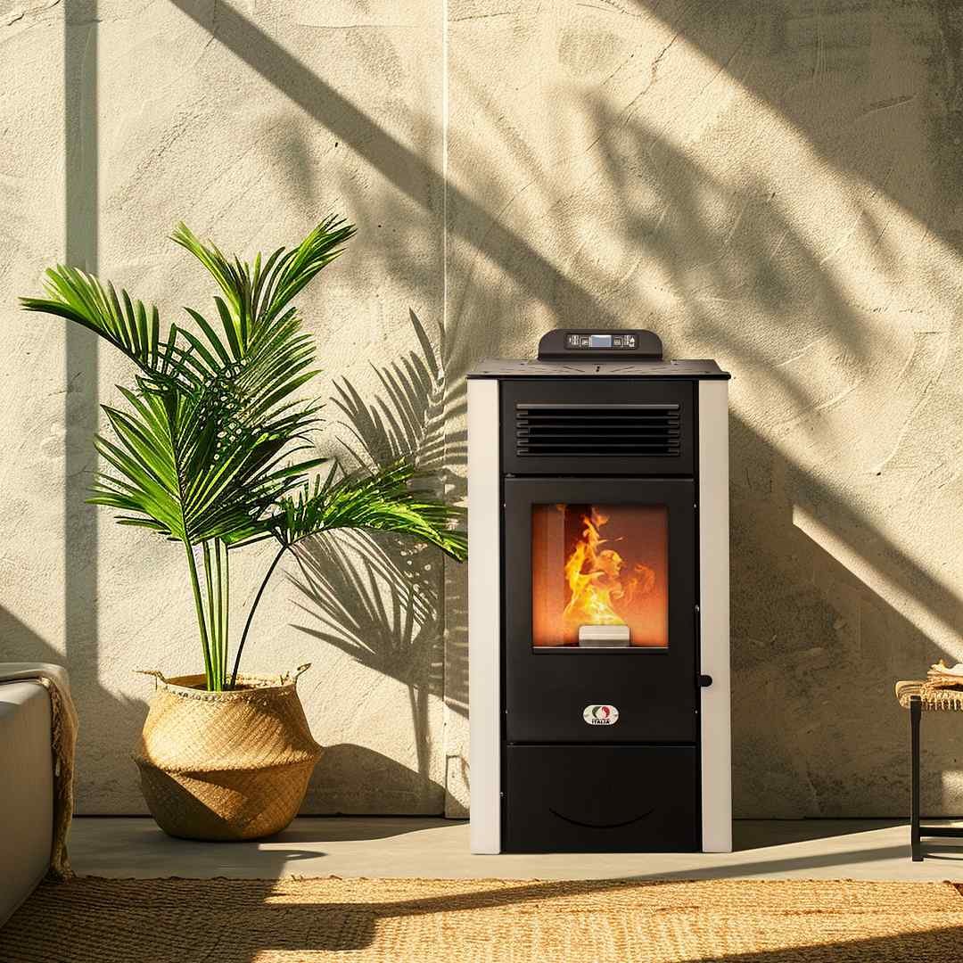 Stufa a pellet 14 kW San Diego · 130 m² · serbatoio da 25 kg
